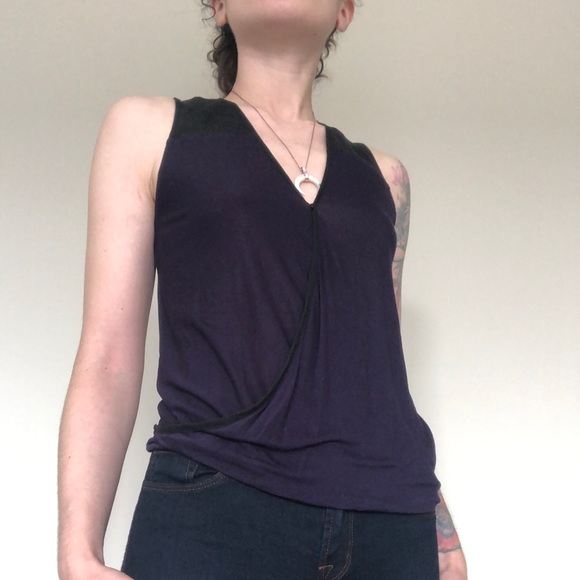 Faux Wrap Sleeveless Blouse Silk luxx tank - Picture 4 of 12